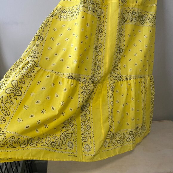 Handmade Plus Size Cotton Lightweight Yellow Paisley Print Crochet Straps Dress - Picture 11 of 14